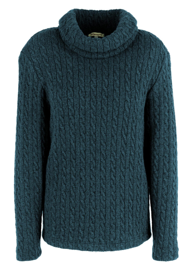 Rollkragen-Pullover Merle Teal-Blue
